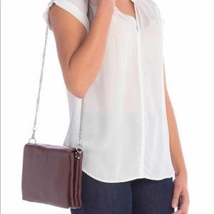 All Saints Zep Lambskin Leather Box Bag Oxblood